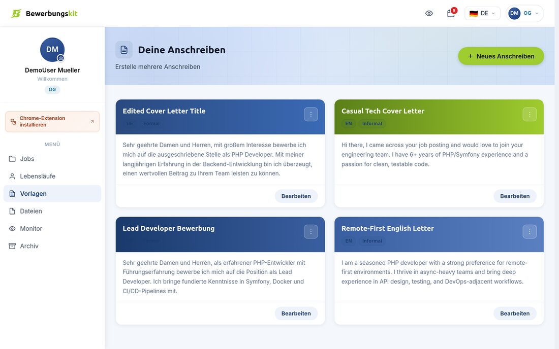 Bewerbungskit AI cover letters
