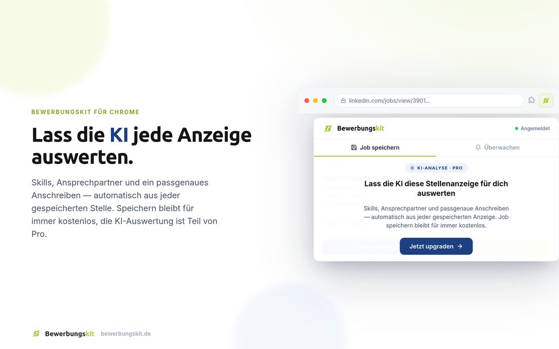 Bewerbungskit Chrome extension AI analysis of a job listing