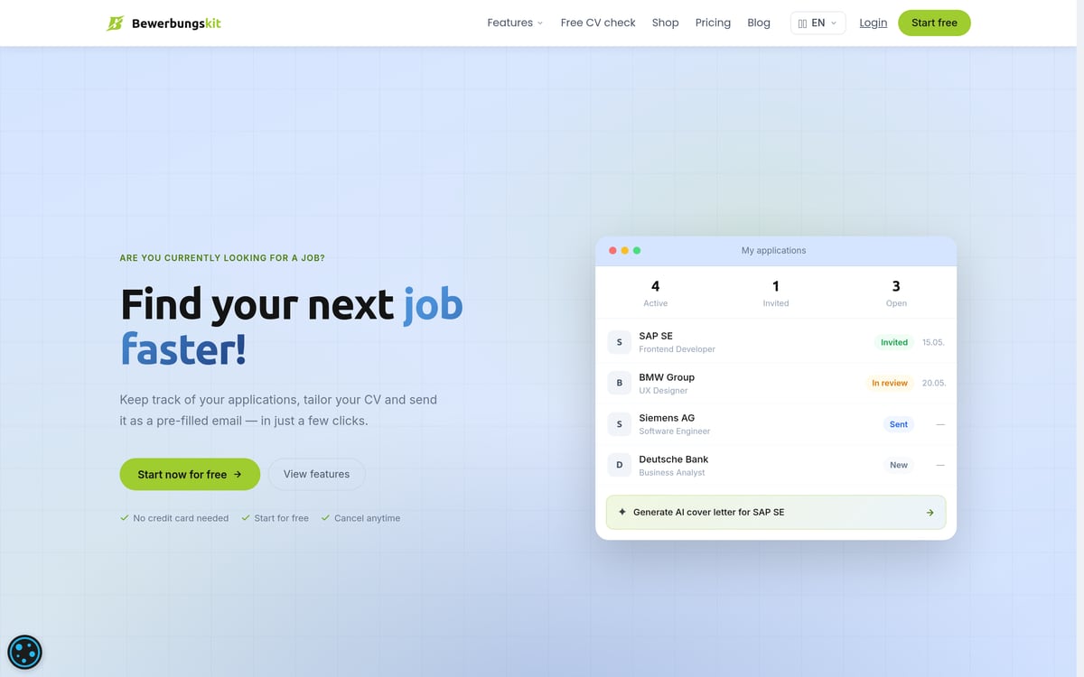 Bewerbungskit screenshot