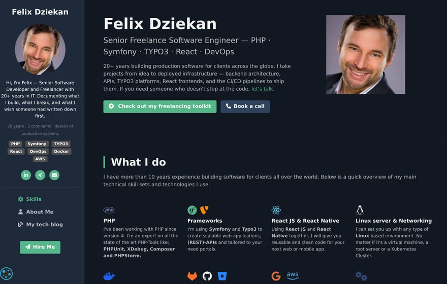 felix-dziekan.de freelance software engineer site and tech blog
