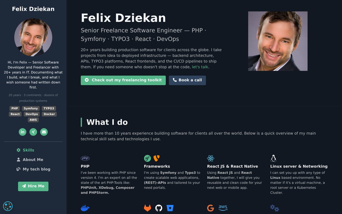 felix-dziekan.de screenshot