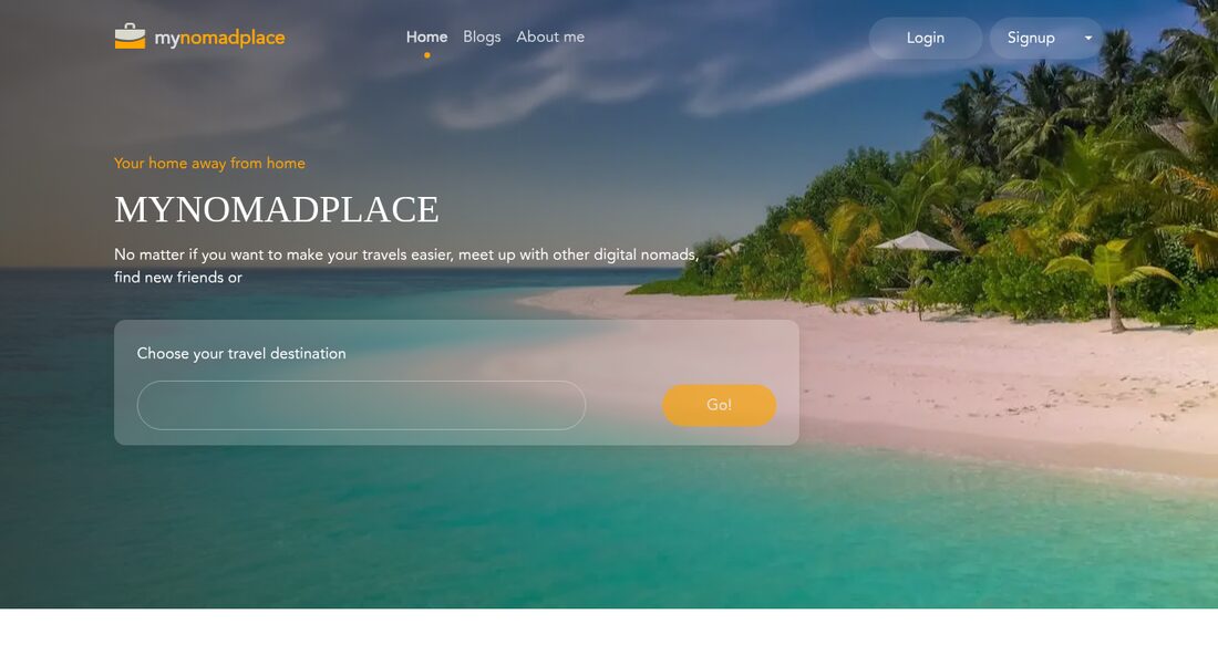 MyNomadPlace travel destination guide landing page